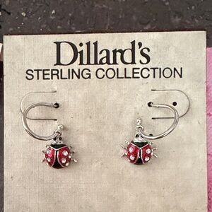 Dillard's Sterling Collection Ladybug Earrings - Red and Silver